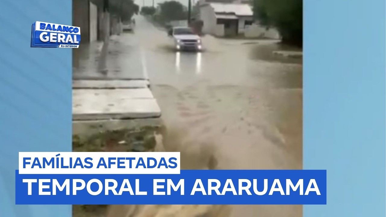 Temporal causa alagamentos e complica trânsito em Araruama (RJ)