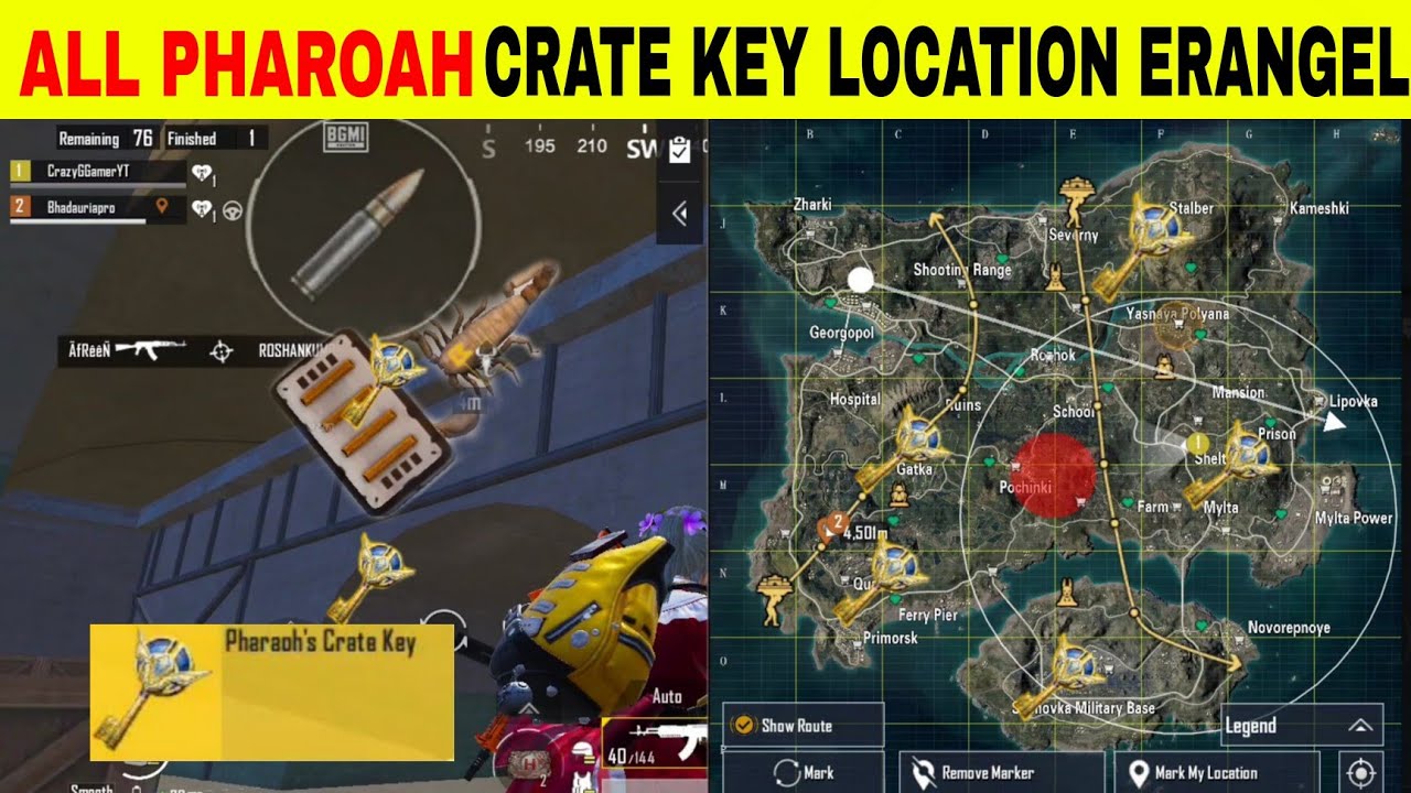 All Pharaoh Crate Key Location In Erangle | Pharaoh Crate Key Location