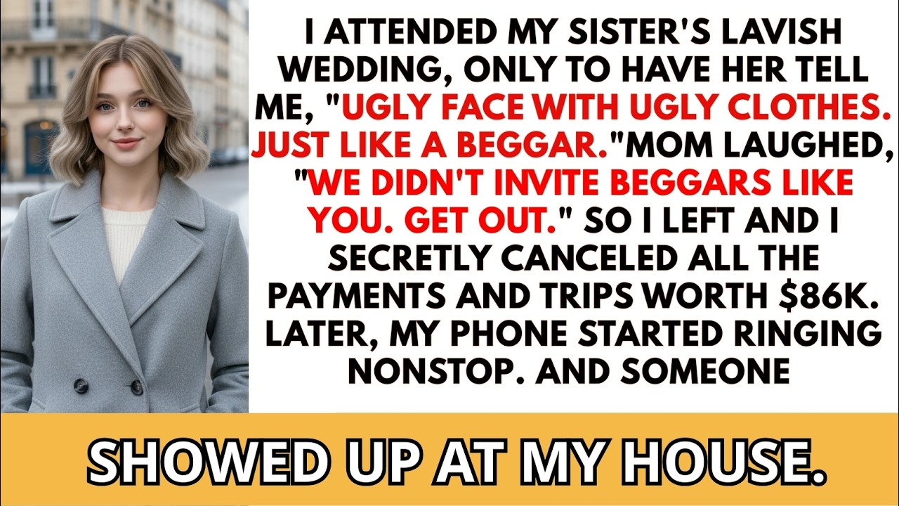 At my sister's wedding, only to have her tell me, 'We didn't invite any beggars  Get out '