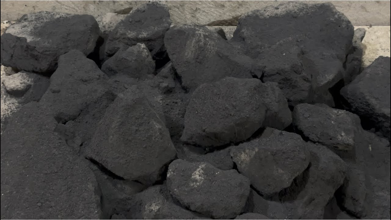 Pure soft crispy yummy charcoal chunks  dry floor crumbling amazing satisfying ASMR.