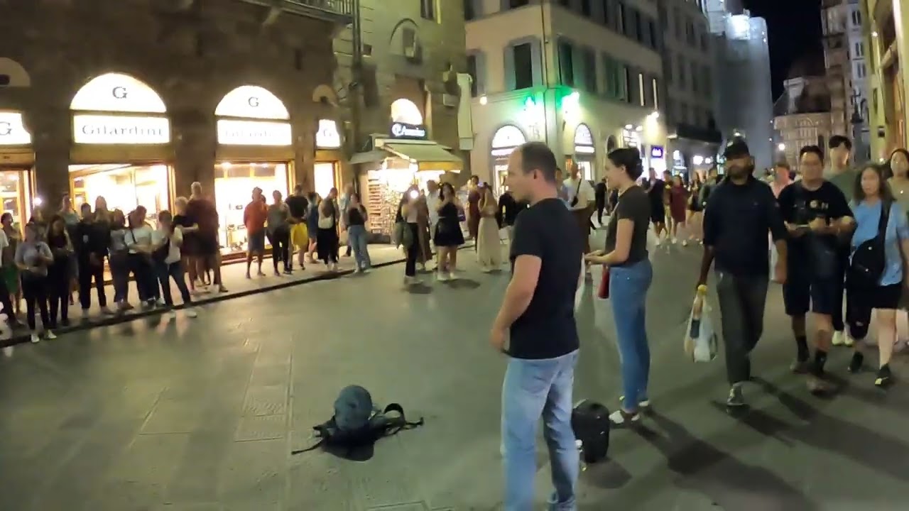 Italy Florence, Opera singers on street, Piazza del Duomo
