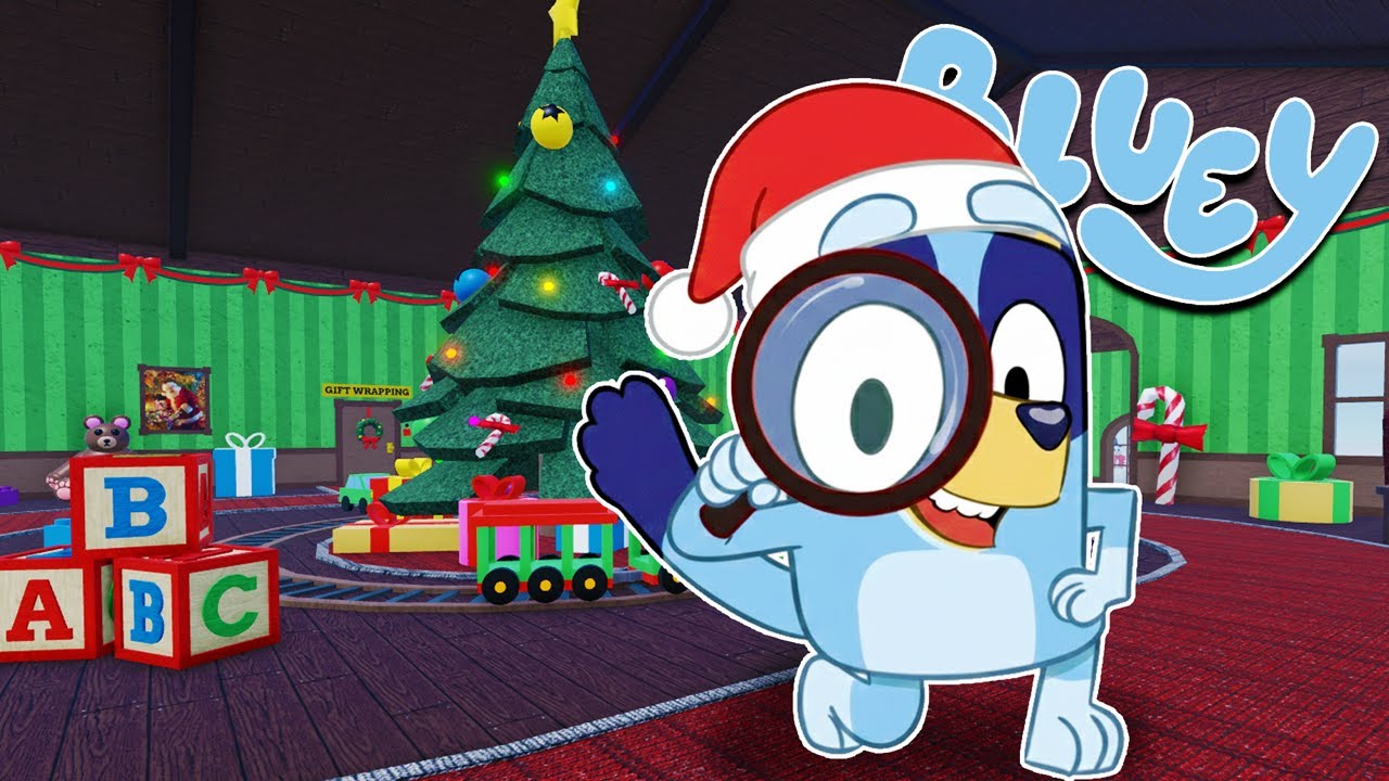 BLUEY BUSCA PISTAS para ESCAPAR del TALLER de SANTA | Las Aventuras de BLUEY en ROBLOX!