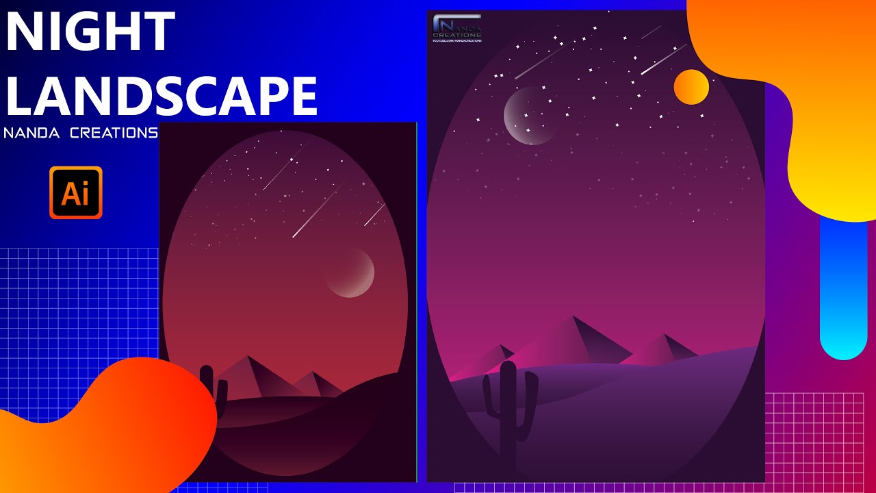 Illustrator landscape tutorial | adobe illustrator landscape design art