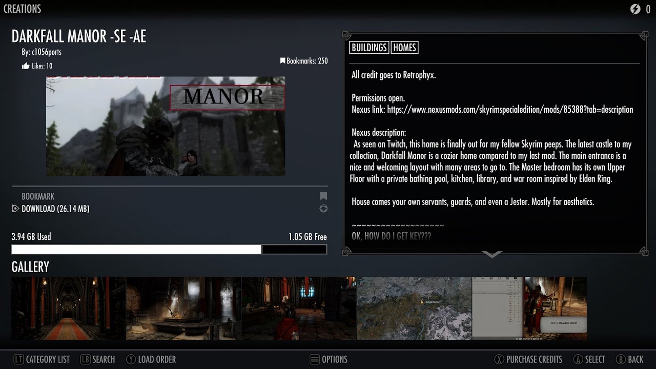 Darkfall Manor a Player Home for Skyrim on Xbox