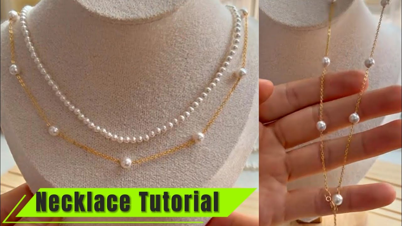 How to make pearl link chain necklace without loop | Connect chain into the pearl