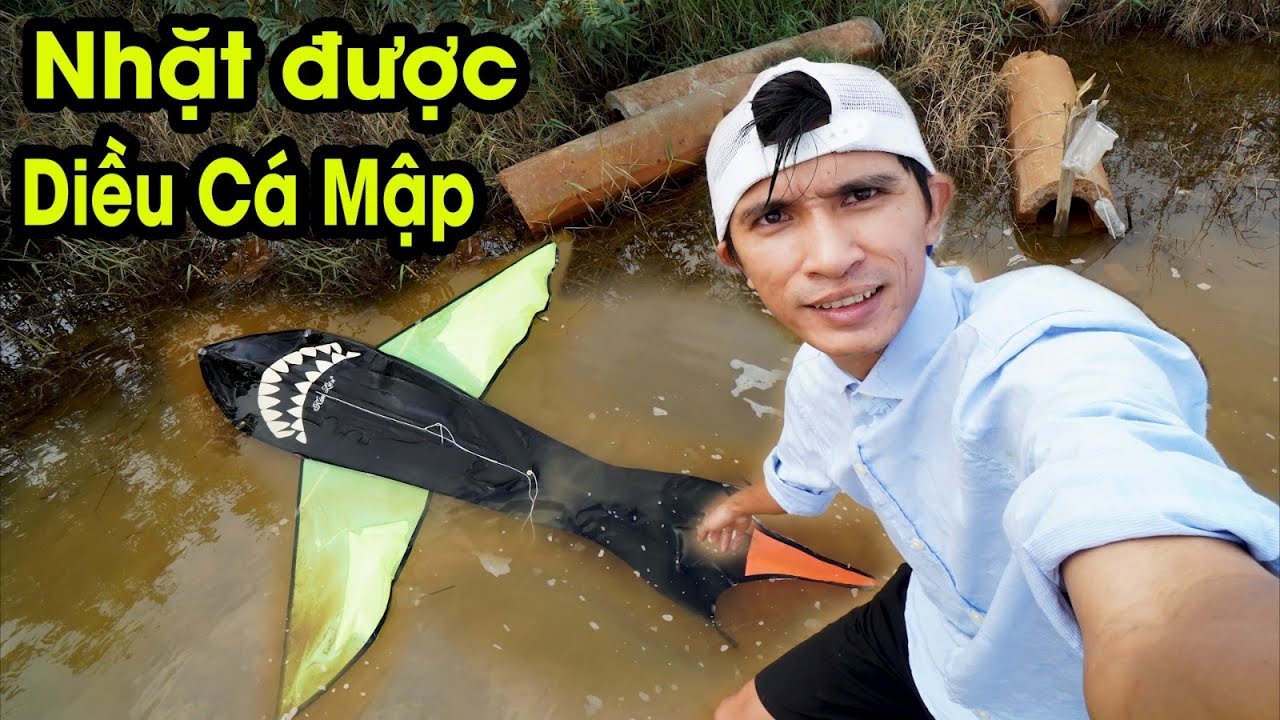Thả Diều Cá Mập 2021 nhặt được con Diều Cá Mập Đen Cực Đẹp dưới ao