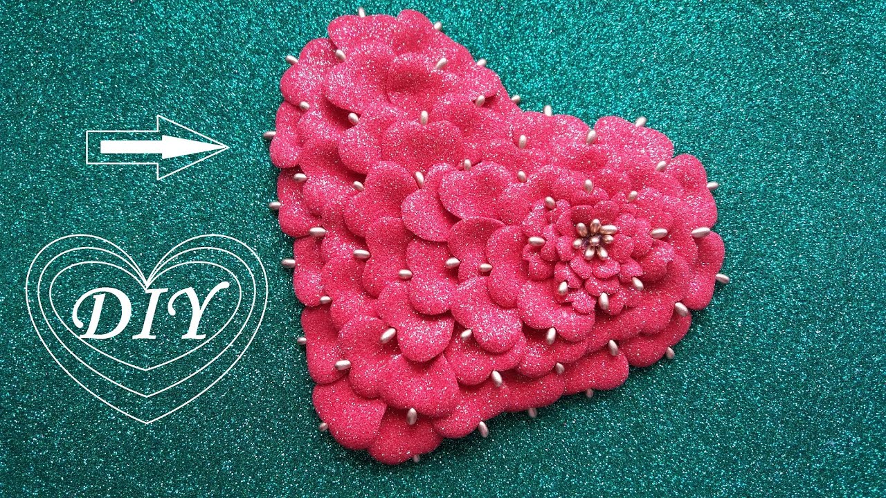 DIY❤️ Сердечко из фоамирана ❤️Валентинка из фоамирана❤️ Valentine card from foamiran❤️Foamiran heart