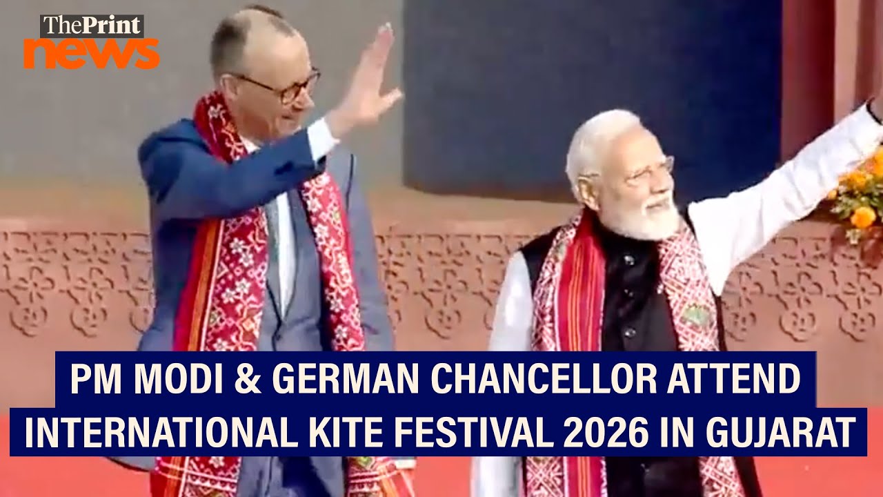 PM Modi and German Chancellor Friedrich Merz attend International Kite Festival 2026 in Gujarat