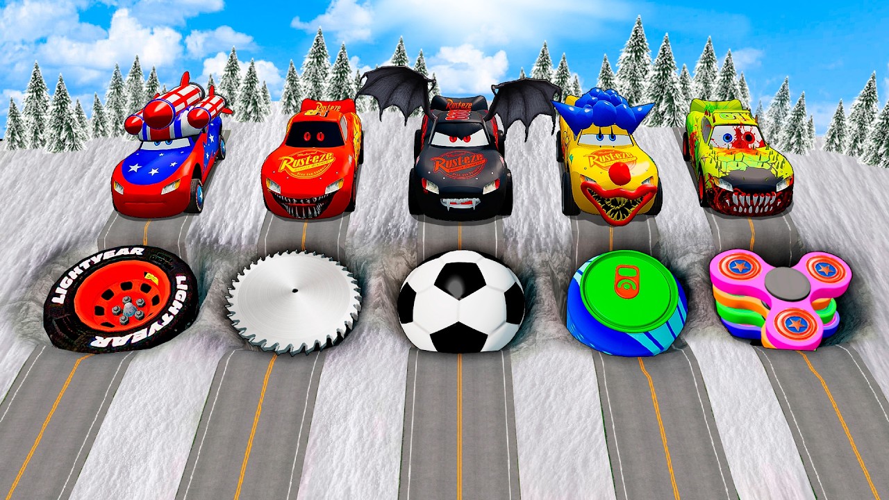Mega Pixar Cars Pit Transform Big & Small Lightning McQueen Into Zombie Mcqueen! BeamNG.Drive Battle