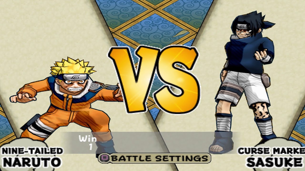 Naruto: Ultimate Ninja (PS2) Девятихвостый Наруто против Отмеченного Проклятием Саске (4K)
