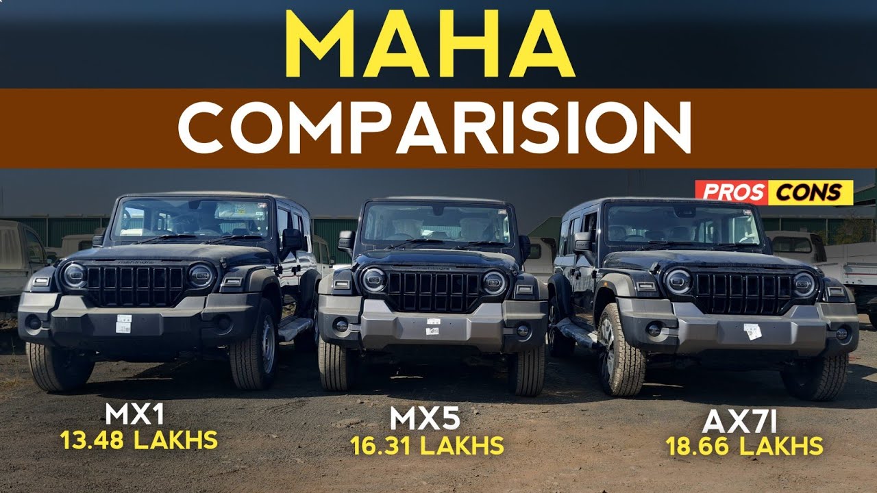 Maha Comparison 🔥 2025 Mahindra Thar Roxx MX1 VS MX5 VS AX7L Variant 