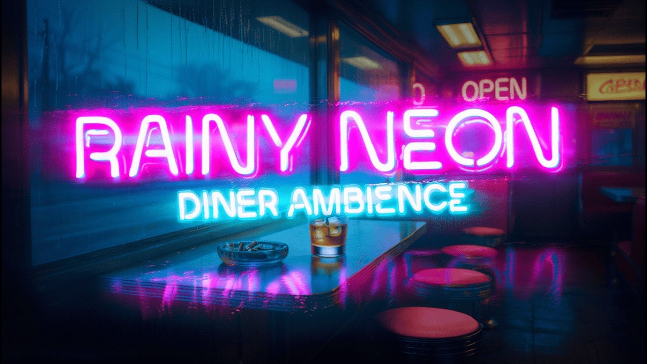 ✧ Rainy Day in Retro Diner | Gentle Rain + Soft Ambient Drone | Relaxation & Focus