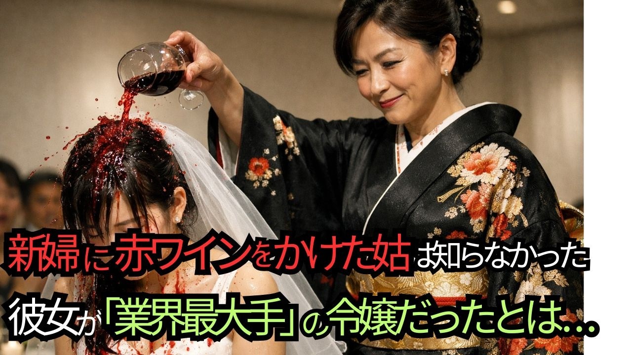 【スカッと】結婚式で私を「貧乏人の寄生虫」と罵倒しドレスに赤ワインをかけた姑「お前にはドブネズミの色がお似合いｗ」→私の両親が『業界最大手の会長夫妻』として登場した瞬間の、姑の絶望した顔が最高すぎたｗ