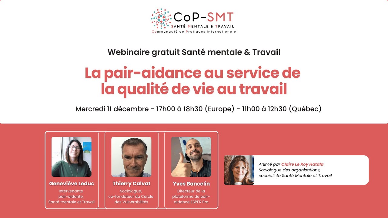 La pair-aidance au service de la qualité de vie au travail - 11 décembre 2024 - CoP-SMT