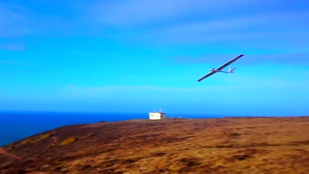 Martini Coasting in big air at Coasties  - St Agnes Head  Cornwall - RC Slope Soaring