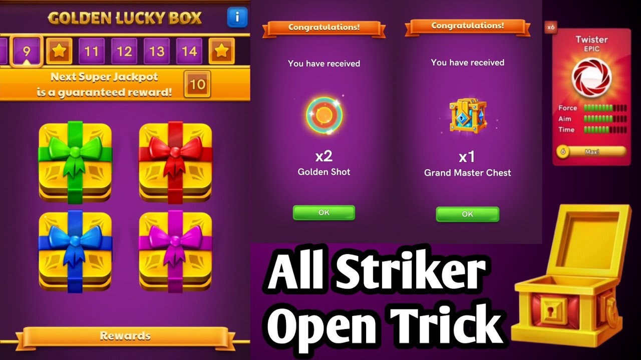 Golden Lucky Box New Trick🔥||All Legendary Striker Open New Trick🔥||Toofan Max Trick🔥||#CarromPool🔥