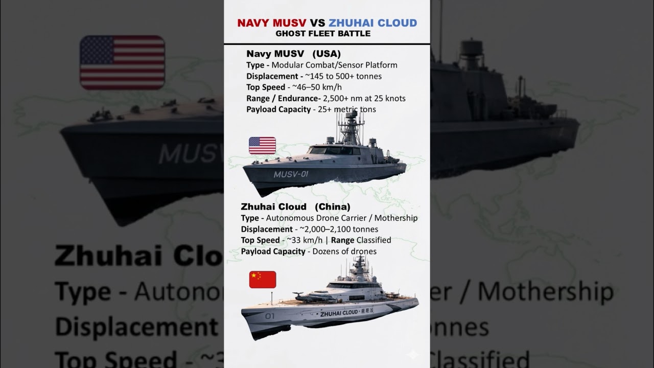 US Navy MUSV vs Zhuhai Cloud: The Ultimate Drone Ship Showdown! ⚓#shorts #short