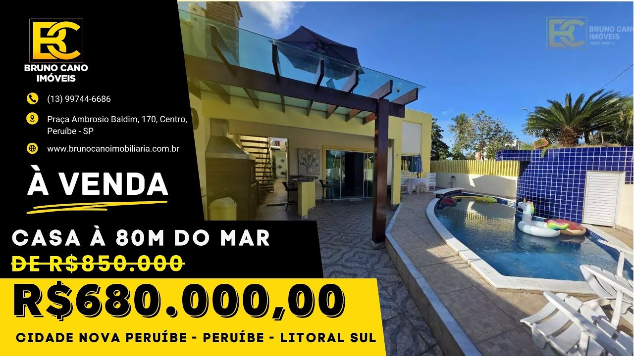 DE R$850.000 POR R$680.000 EXCELENTE OPORTUNIDADE A 80 METROS DO MAR - Peruíbe SP | Litoral Sul
