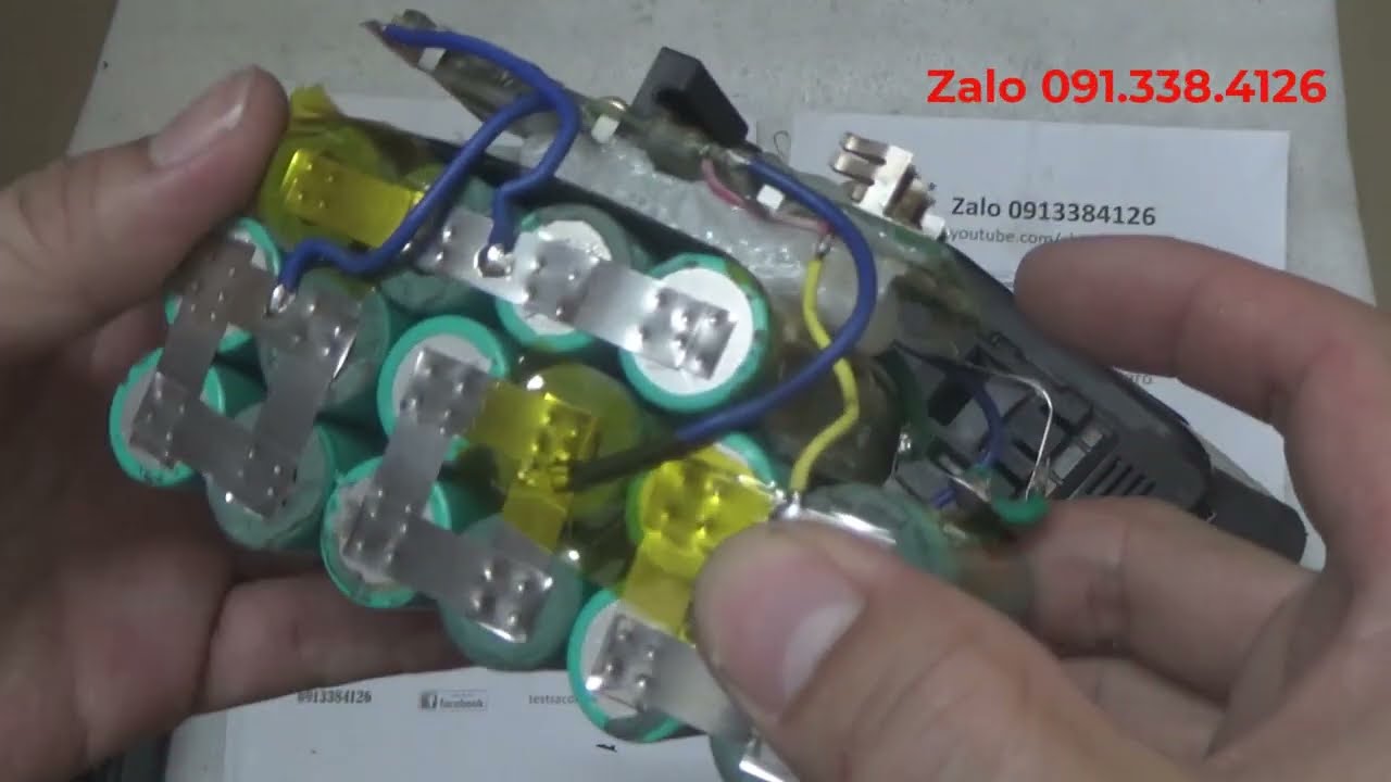 [Chiro Kotaro] Độ pin m&aacute;y b&ecirc; t&ocirc;ng 28.8V Panasonic sang pin 18650 8S2P