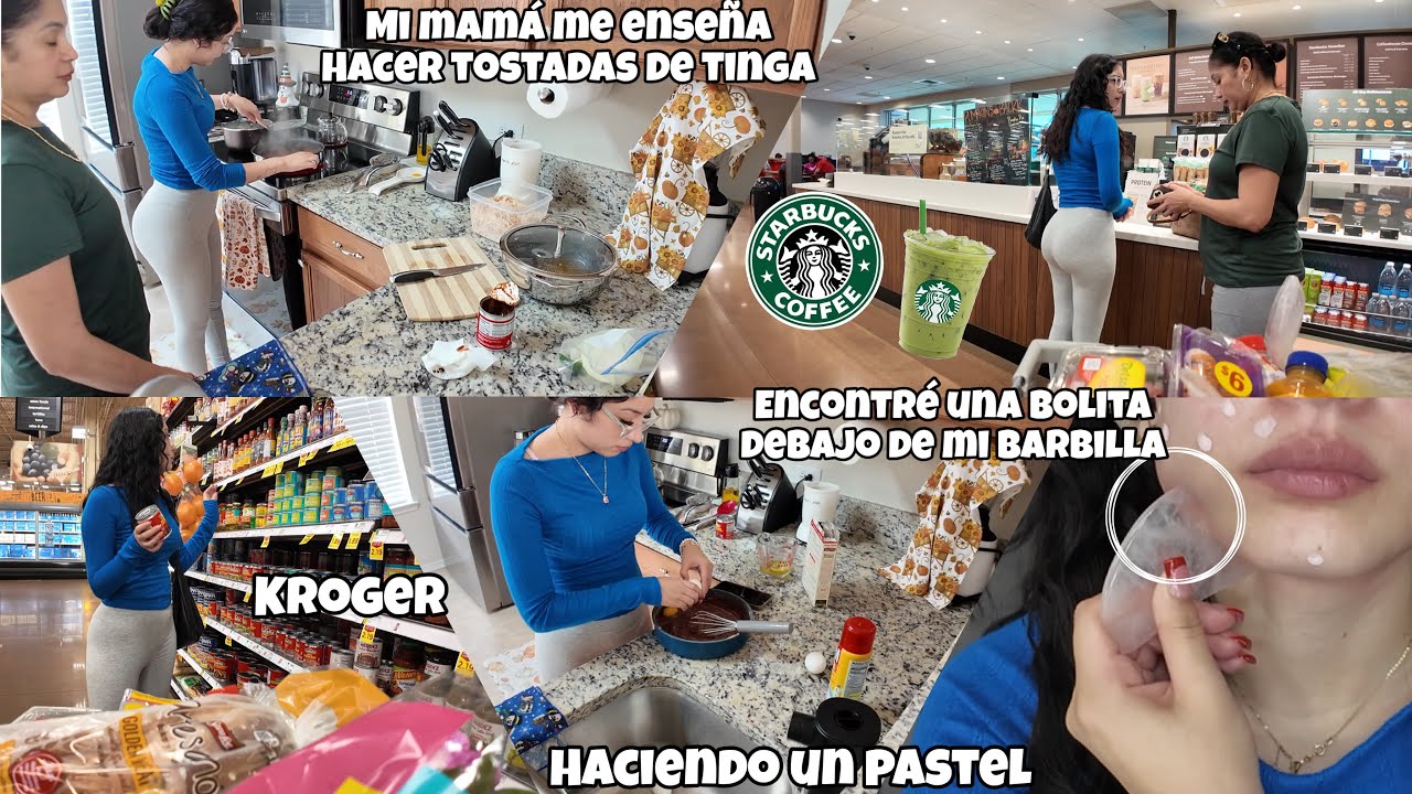 Mi mamá me enseña hacer tostadas de tinga| haciendo 🍰| Starbucks🧋| tengo una bolita que me estorba😟😕