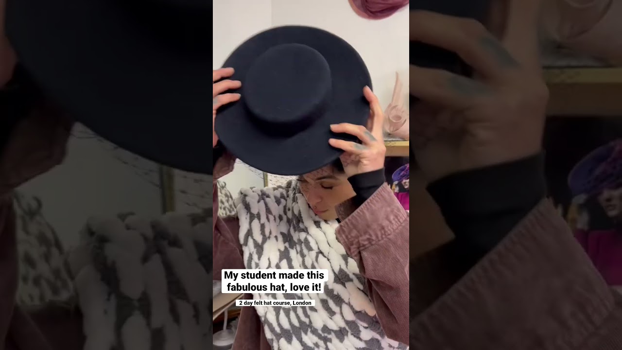 Making of a felt hat boater with veiling #elenashvabmillinery #hats #londoncourse #diy #millinery
