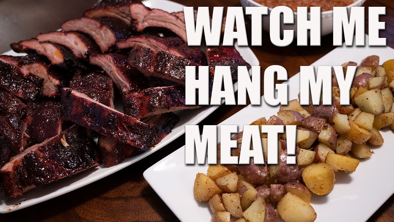 Hanging BABYBACK RIBS in an Oklahoma Joe Bronco Drum Smoker