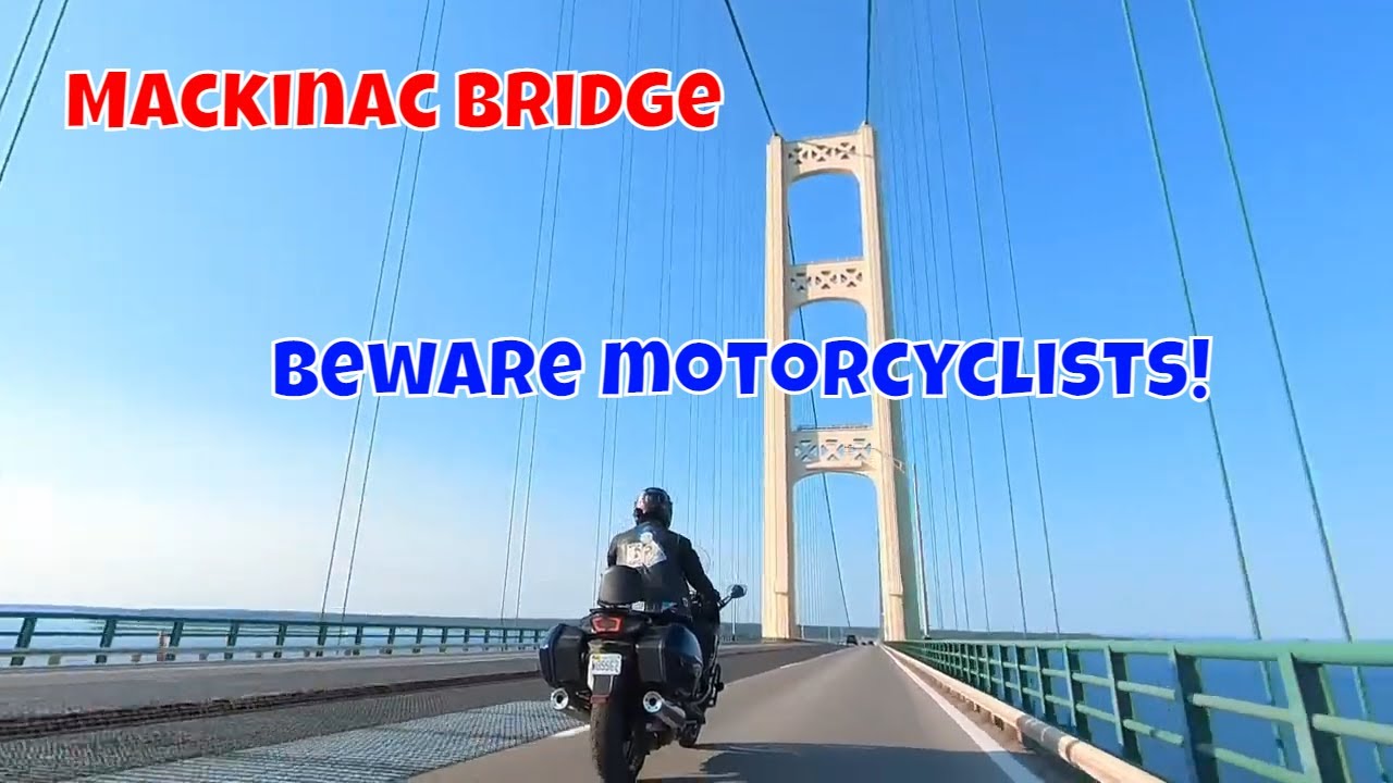 Crossing the Mackinac Bridge on a motorcycle