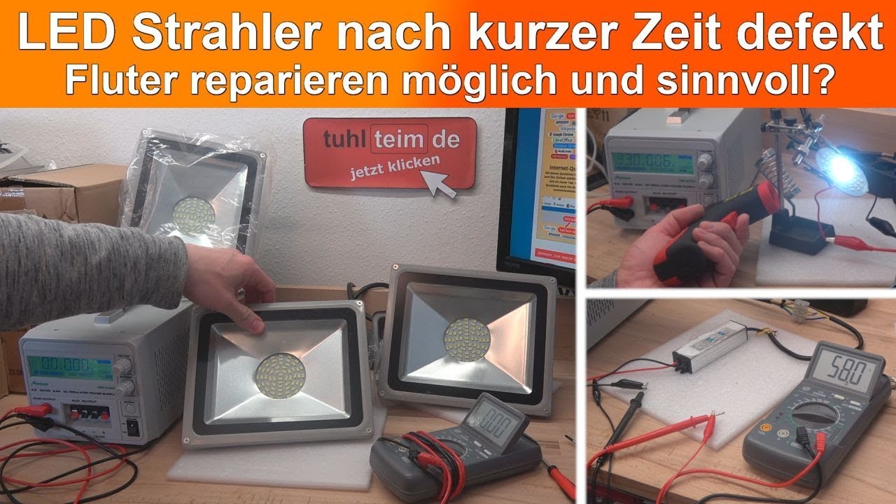 LED Strahler defekt 🔧 Reparieren möglich und sinnvoll? LED-Panel und Netzteil testen