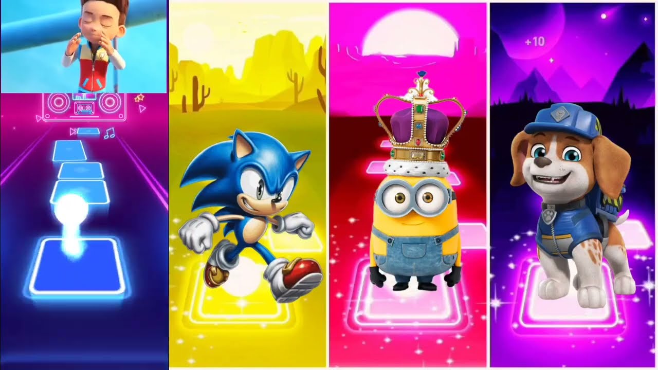 Rubble  vs Sonic VS Minions vs Paw Patrol in Tiles Hop EDM Rush #youtube 