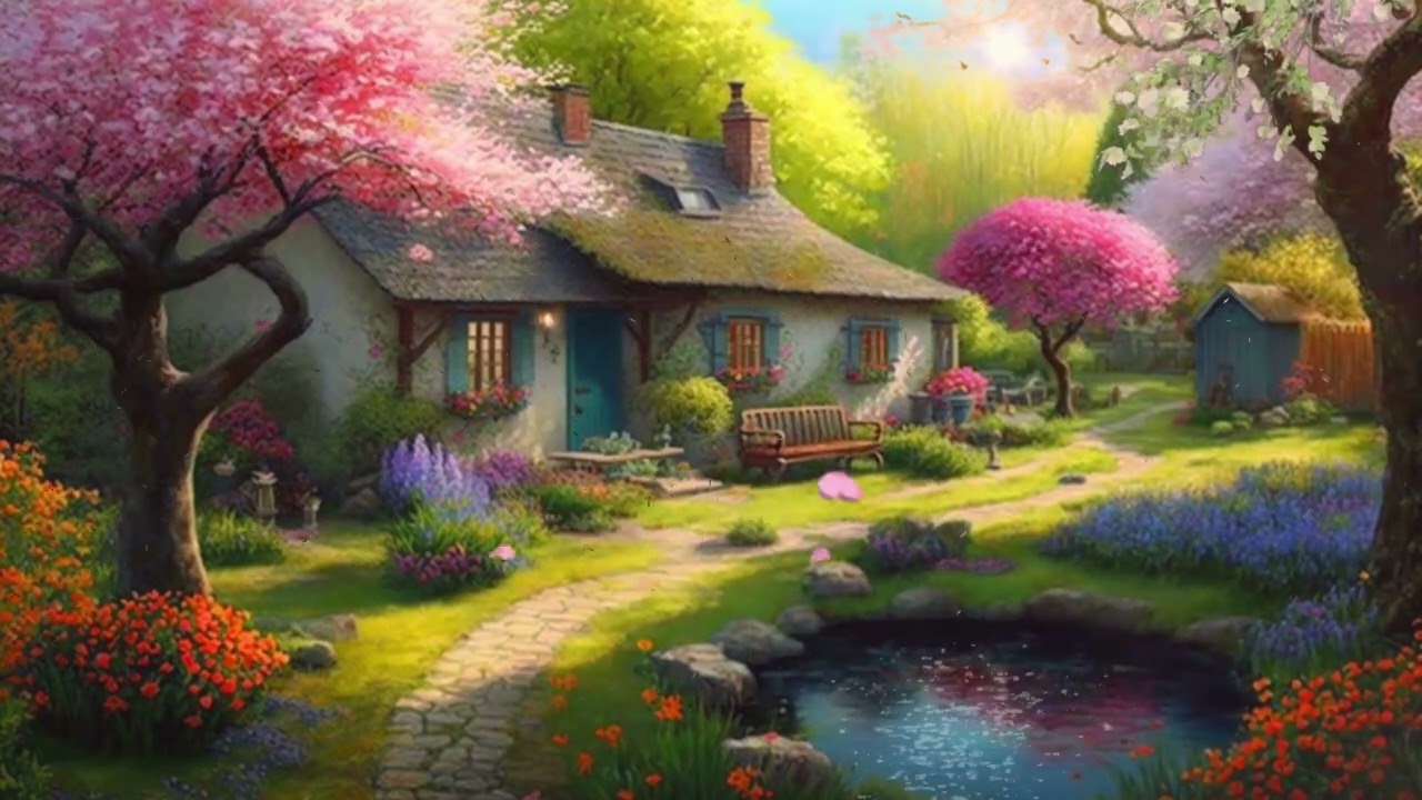 PEACEFUL SPRING GARDEN AMBIENCE - Relaxing Ambient Video with Nature Sounds