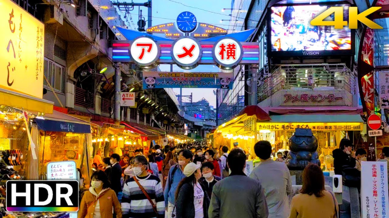 Ameyoko Shopping Street in Ueno Tokyo Japan Virtual Walk 4K HDR (アメ横散歩)