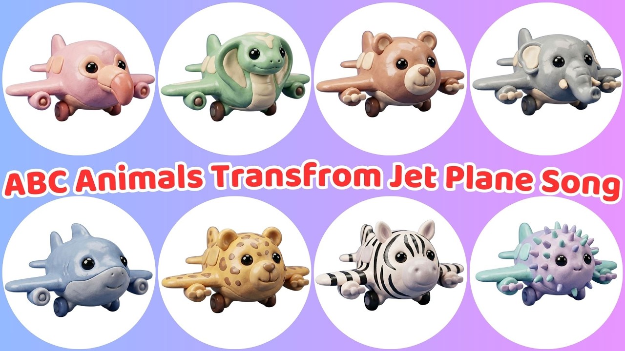 ABC Animals Transform Into Jet Planes Sounds Song ✈️ ABC Animal Sounds 🐘🦓 Clay Nursery Rhymes