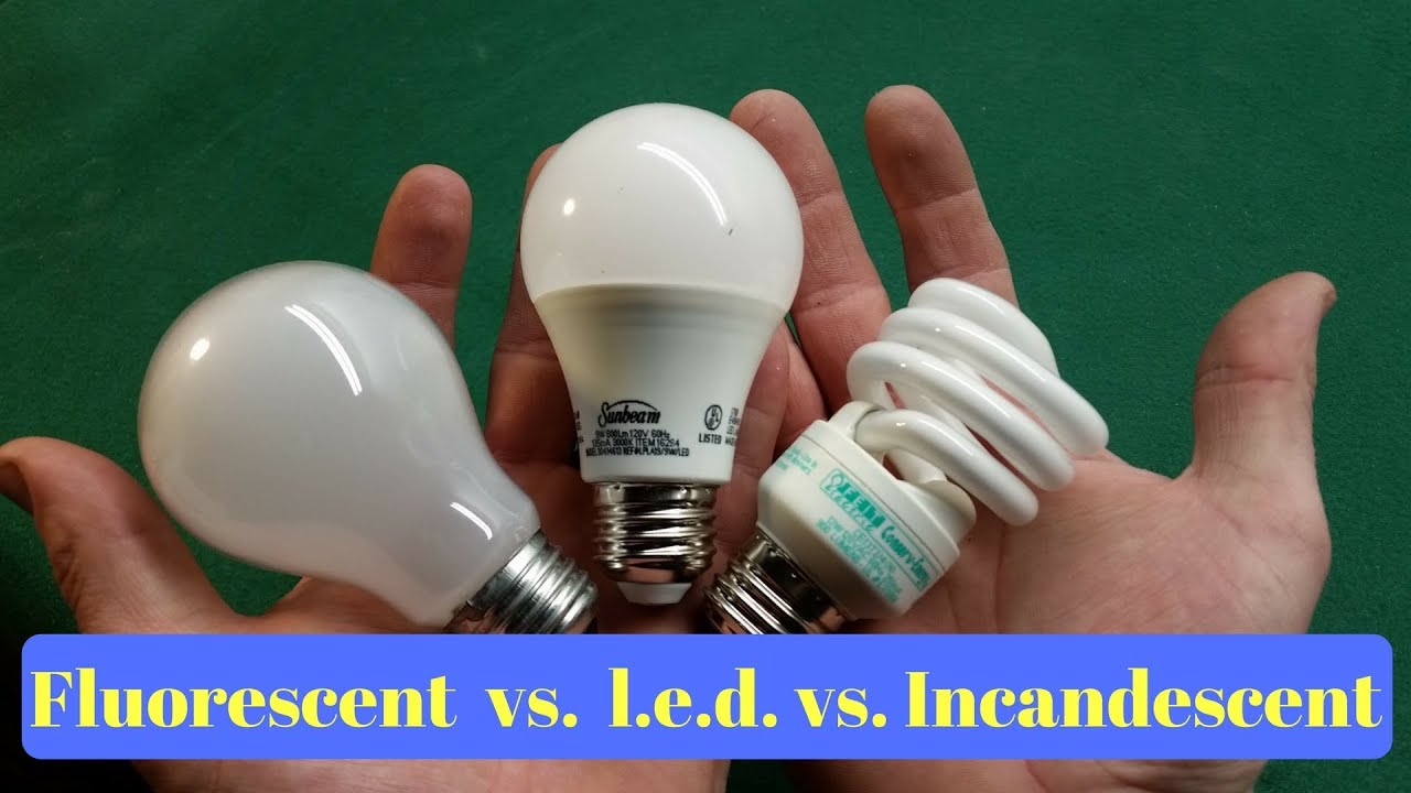 Fluorescent vs. L.E.D. vs. Incandescent Light Bulbs