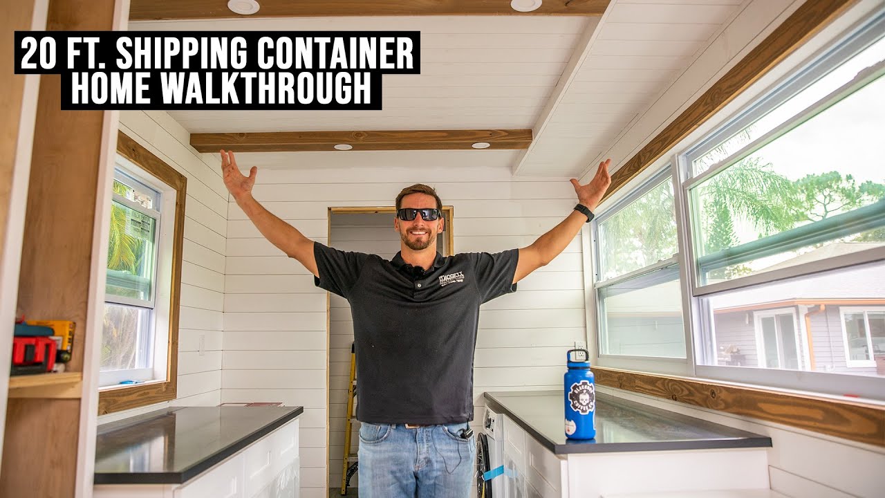 20ft Shipping Container Home WALKTHROUGH | Building a 20ft Shipping Container Home