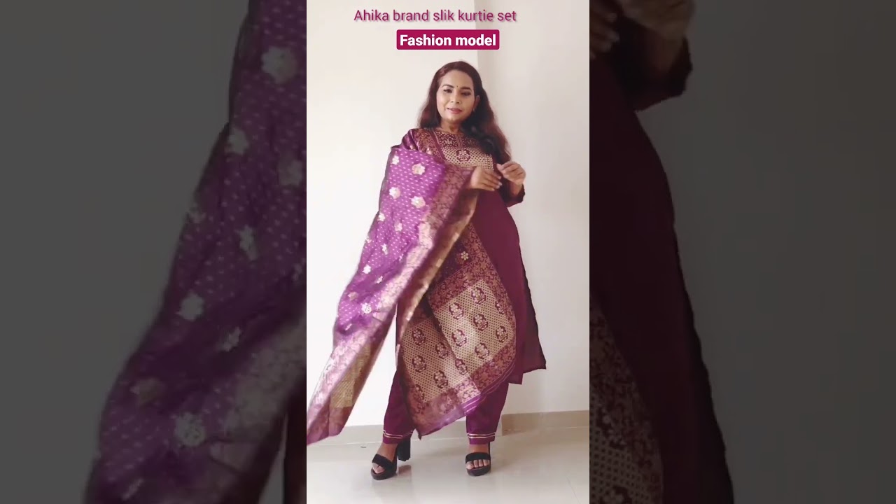 AHIKA BRAND silk Kirti set #fashion #kurtiset #raushanisingh #shortvideo #model #lifestyle #actress