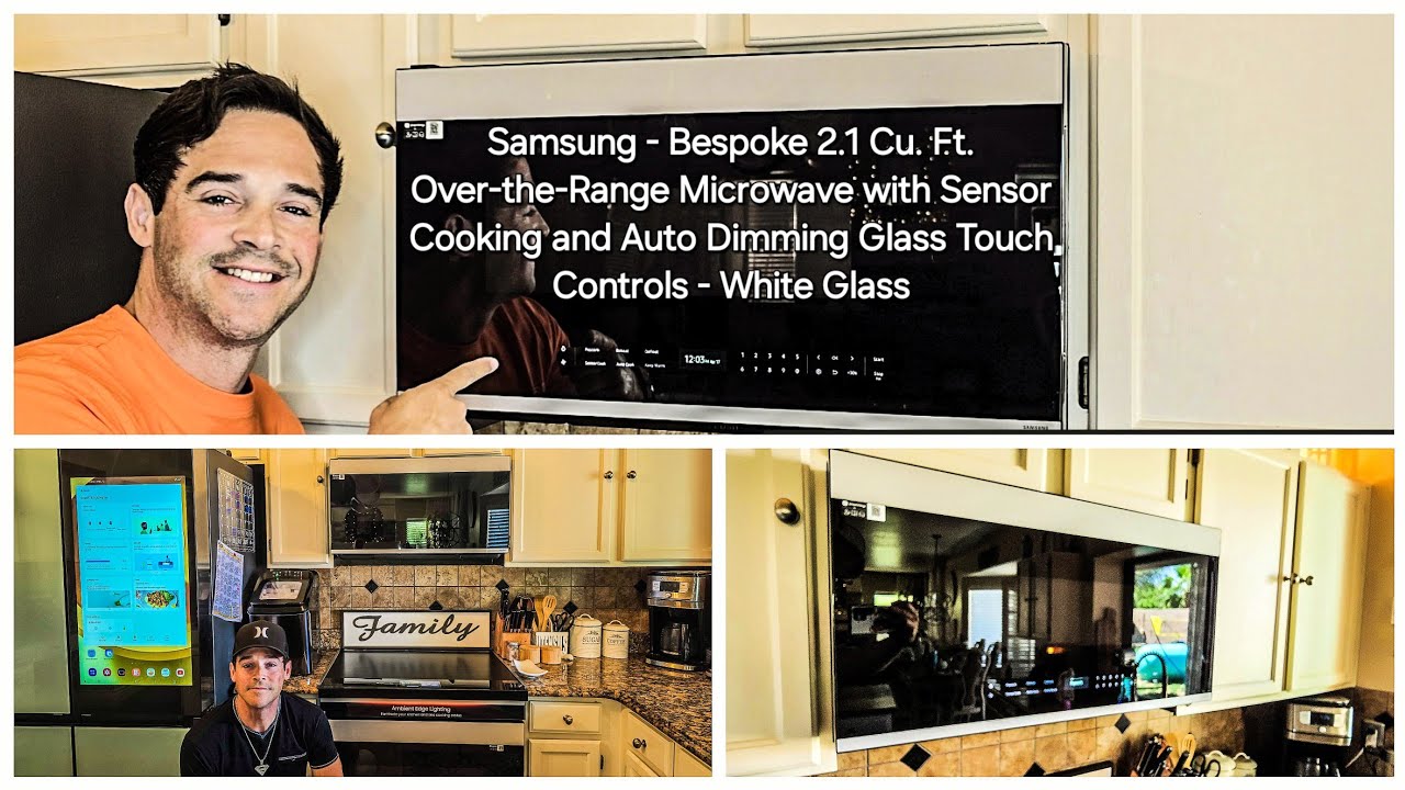 Обзор новой интеллектуальной микроволновой печи Samsung Bespoke 2.1Cu Over-the-Range с сенсором C...