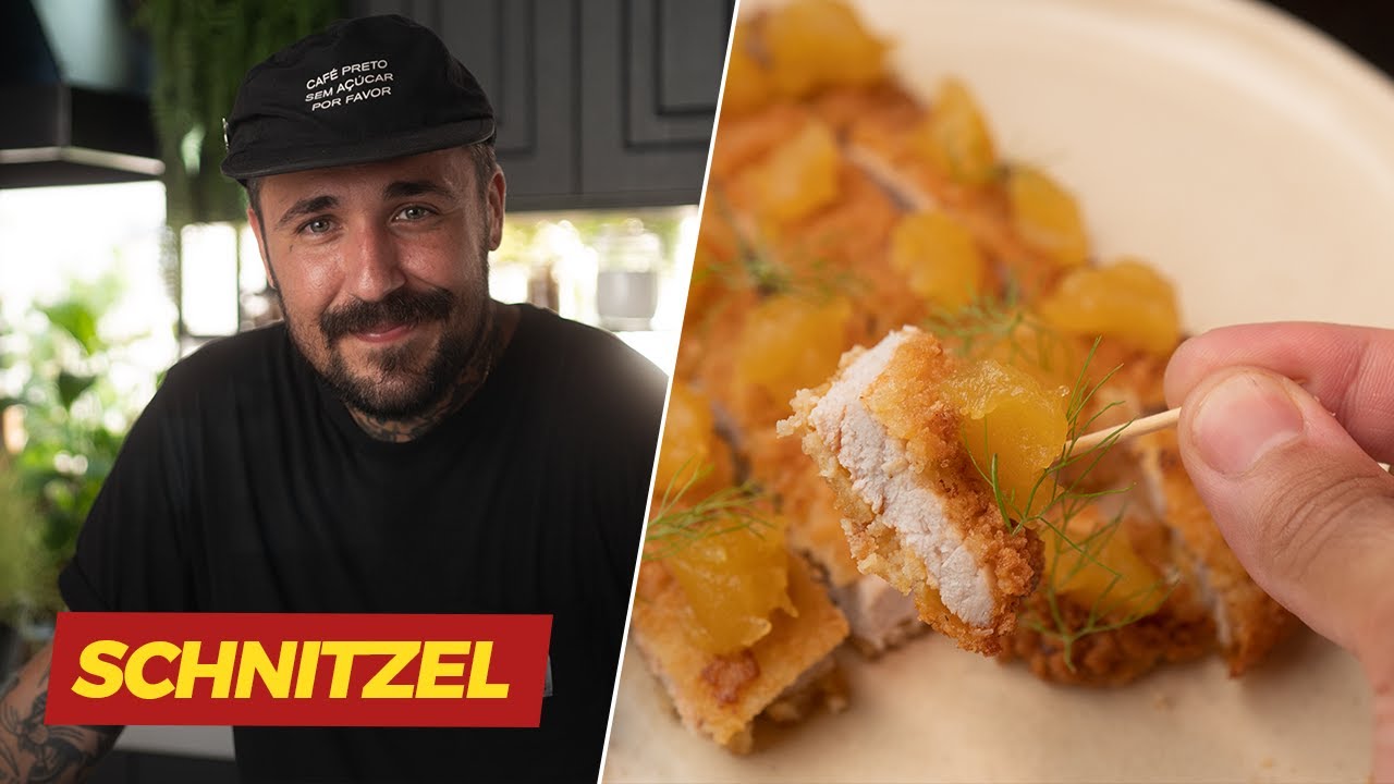 SCHNITZEL (ou milanesa suino) com purê de maçã | Léo Abreu