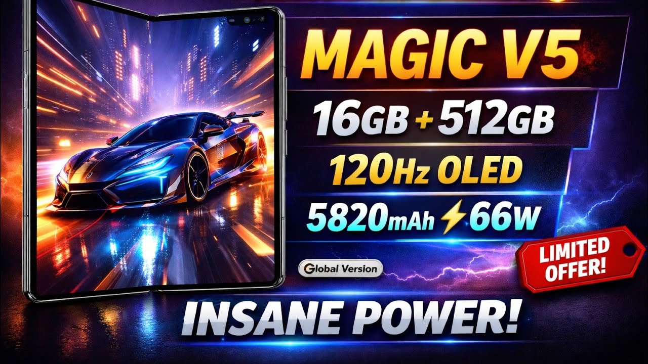 HONOR Magic V5 16GB+512GB 5G Foldable 120Hz OLED Snapdragon 8 Elite 66W Fast Charge