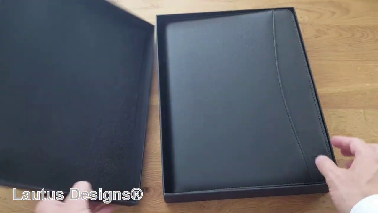 Matt Black Faux Leather Zippered Business Portfolio & Organizer Folder by Lautus Designs&reg;
