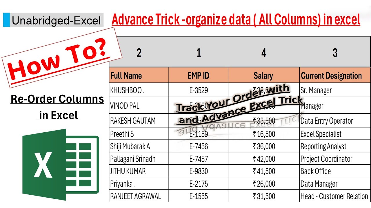 Column Re order columns in excel #excel #exceltips #excelfunctions #exceltricks #exceltutorial