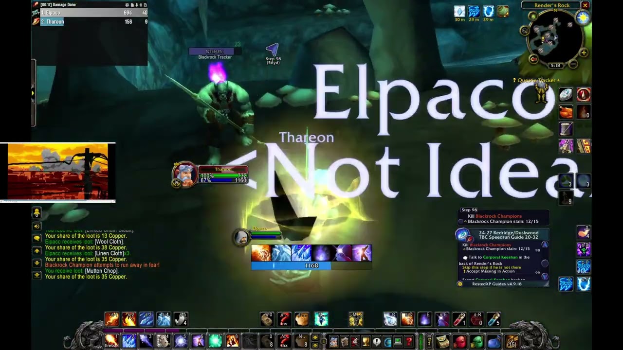 WoW TBC Mage Duskwood Redridge Wetlands Leveling Shooting for 40 for druid tp to major city