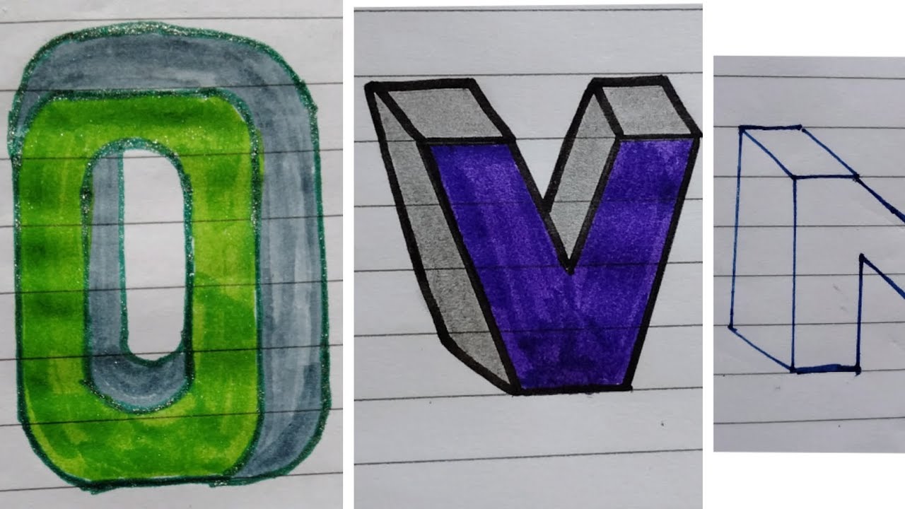 How to draw 3D Capital letter O,V and N !!! #art #trending #viralvideo #fyp #video #youtube #ytshort