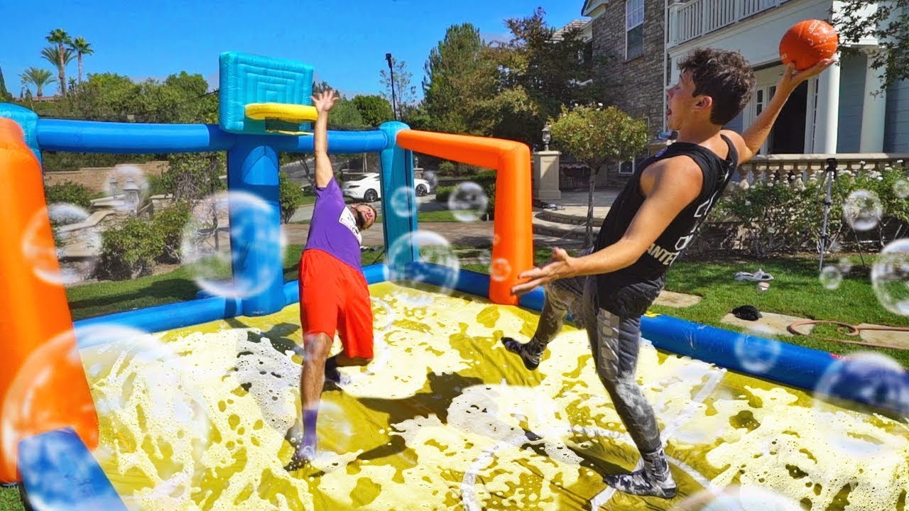 *DANGEROUS* SLIP N SLIDE INFLATABLE BASKETBALL CHALLENGE