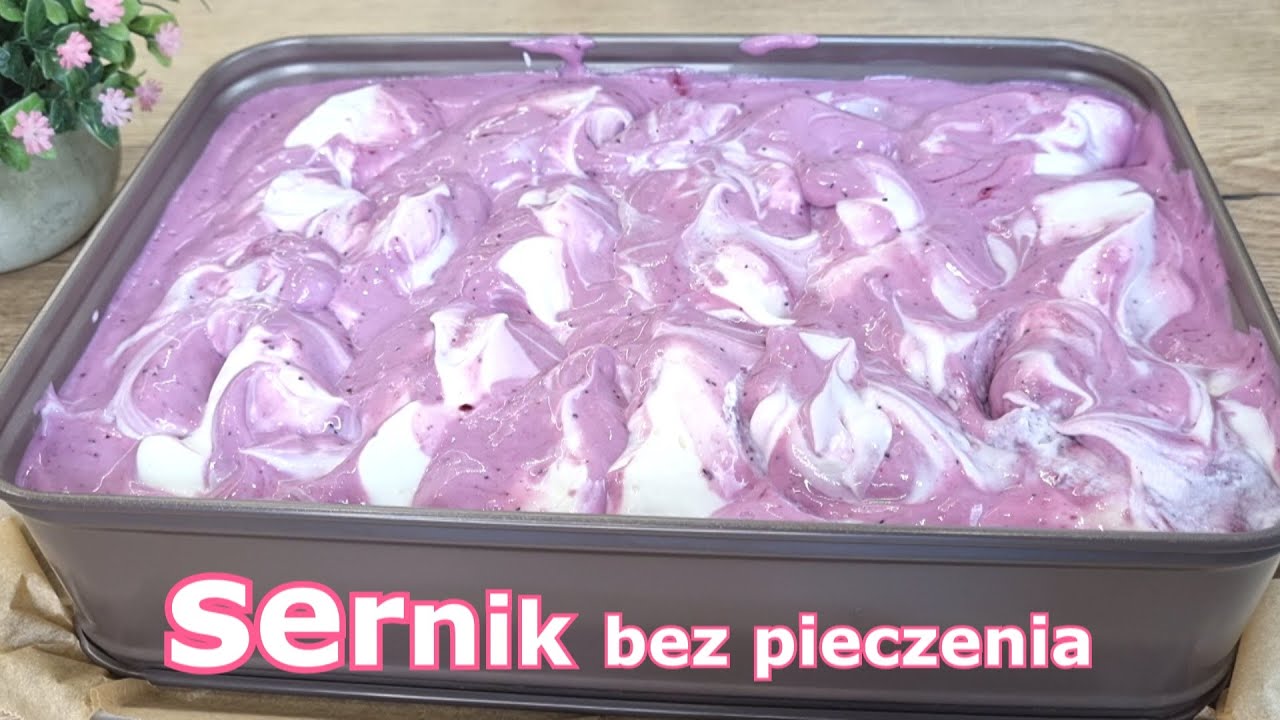 Obłędnie pyszny SERNIK Marmurkowy bez pieczenia z jagodami  👌 łatwy, tylko z kilku składników 👍