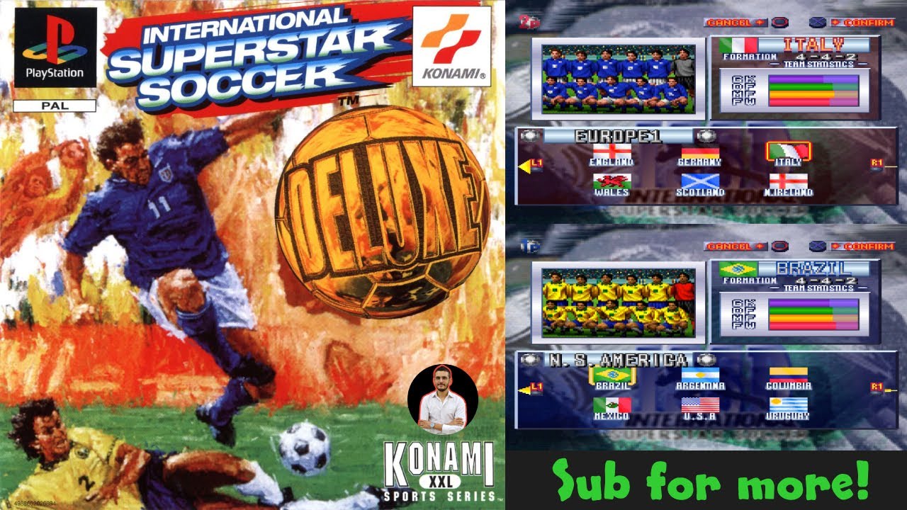 International Superstar Soccer Deluxe: Brazil vs Italy - FULL HD Gameplay on PS1 (PlayStation 1)