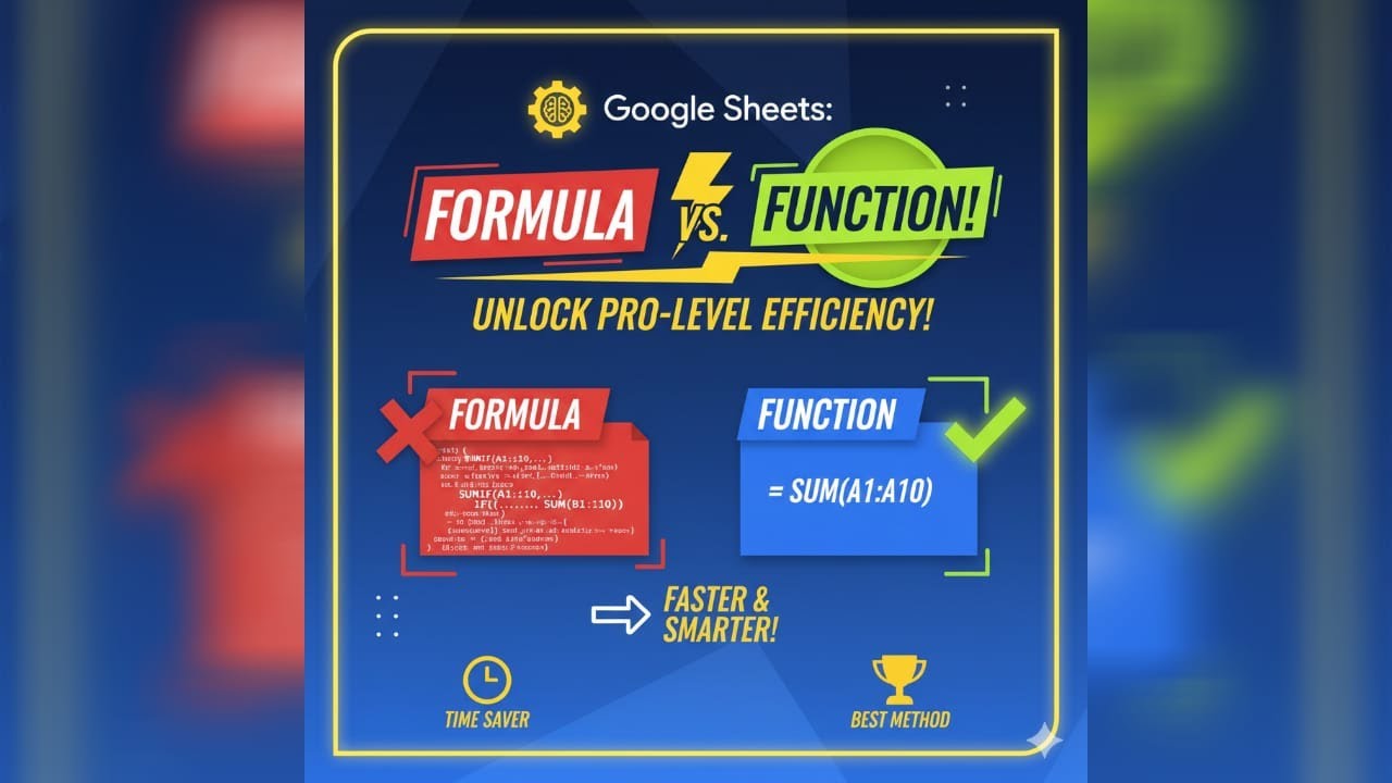 Day 4 | Formula vs Function in Google Sheets | Beginner Tutorial