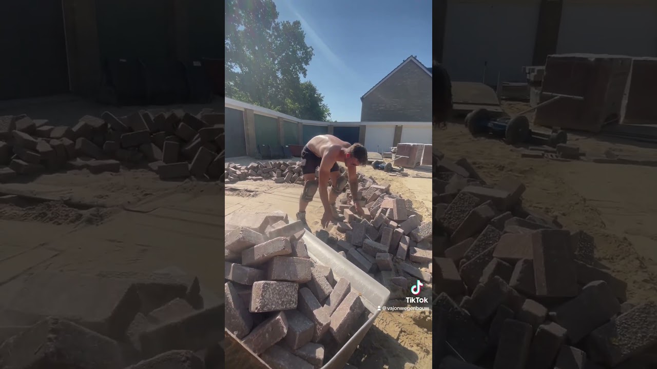 Beste opperman van Nederland in 30 graden aan het opperen #bestrating #stratenmaker #wegenbouw