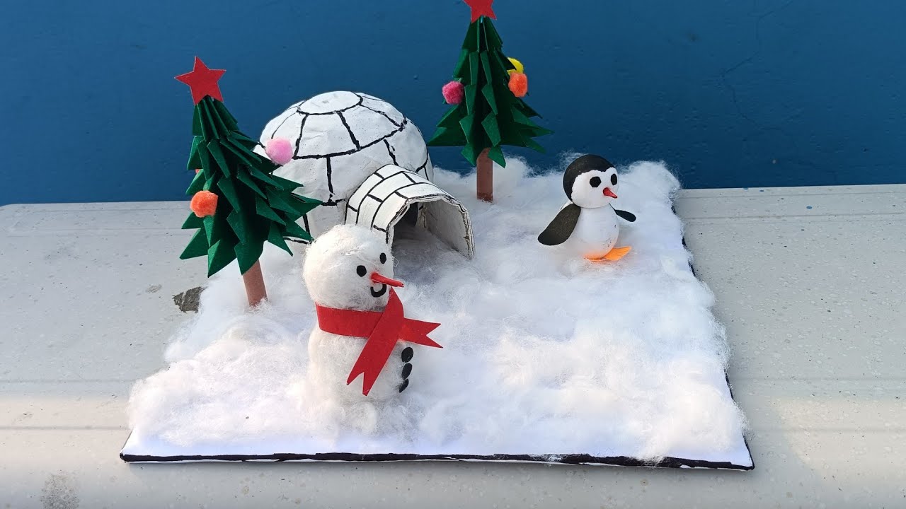 How to make igloo house | igloo house project for schoo | with cotton art, igloo project, making