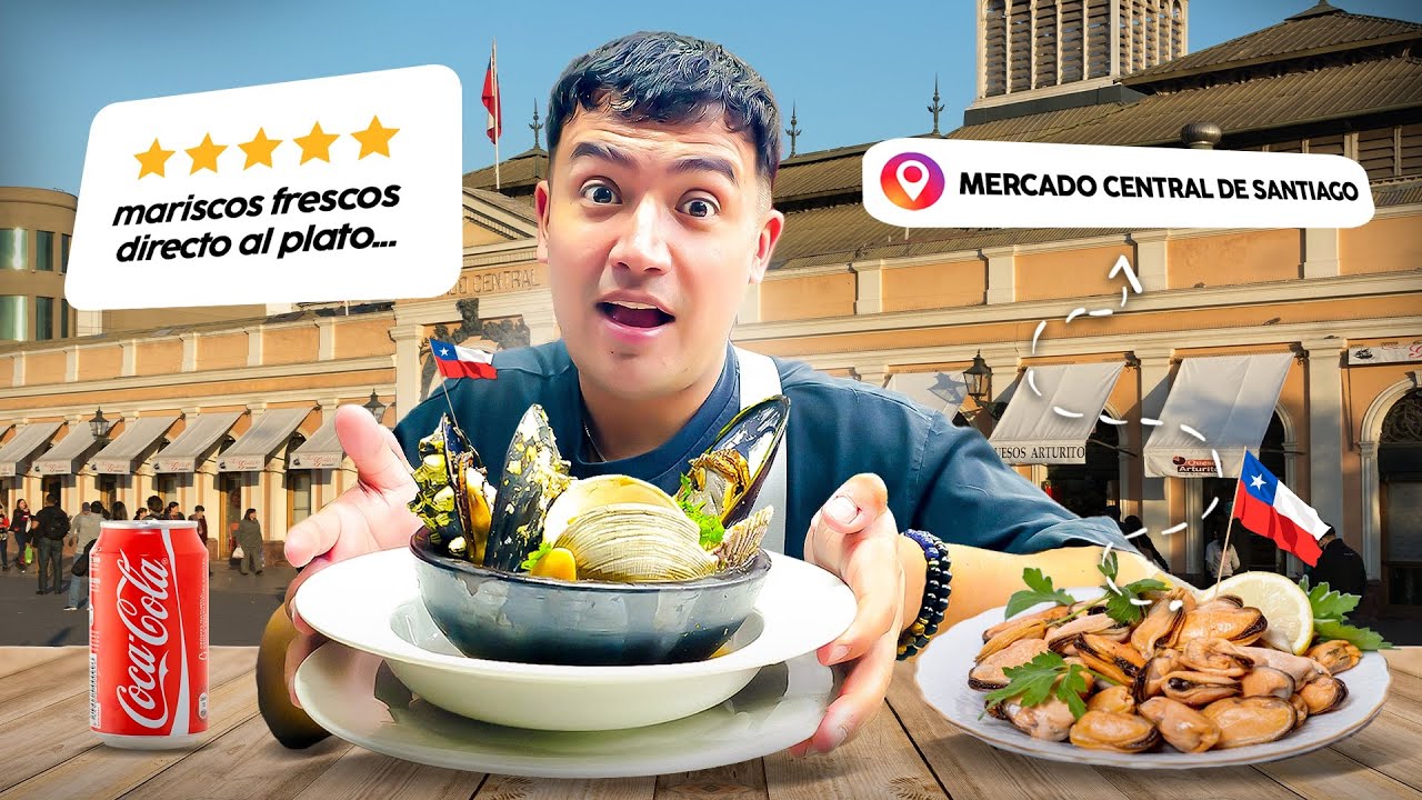 ⁠COMÍ en el RESTAURANTE MEJOR VALORADO del MERCADO CENTRAL de SANTIAGO 🇨🇱