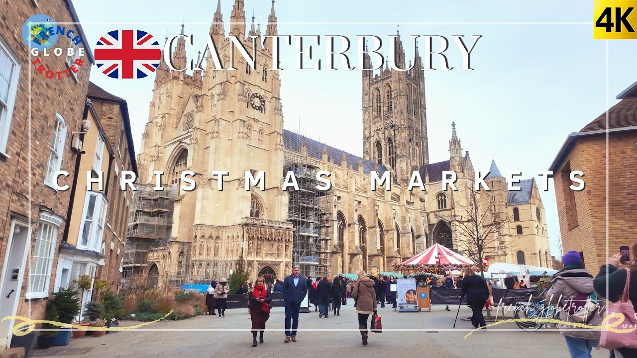 🇬🇧Canterbury Kent Medieval City Walking Tour🎄2024 Christmas Market ➜ Cathedral ➜ Westgate Park 4K